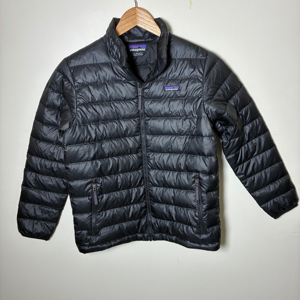 Patagonia Kids Down Sweater Jacket Size L 12 Black Puffer Coat